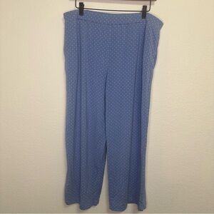 Susan Graver Lifestyle Polka Dot Pajama Pants – Size Large – Light Blue & White
